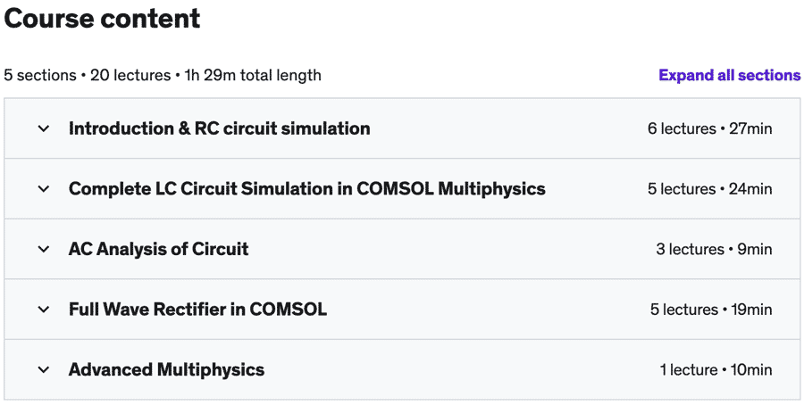 COMSOL Complete basic course on Electrical Circuit Content