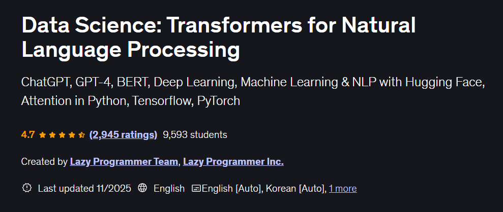 Data Science: Transformers for Natural Language Processing