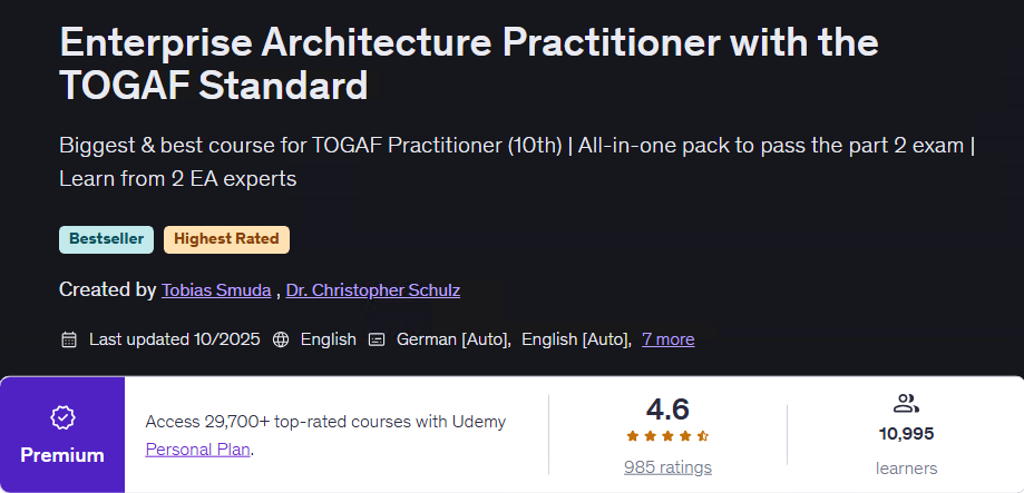 Enterprise Architecture Practitioner with the TOGAF Standard