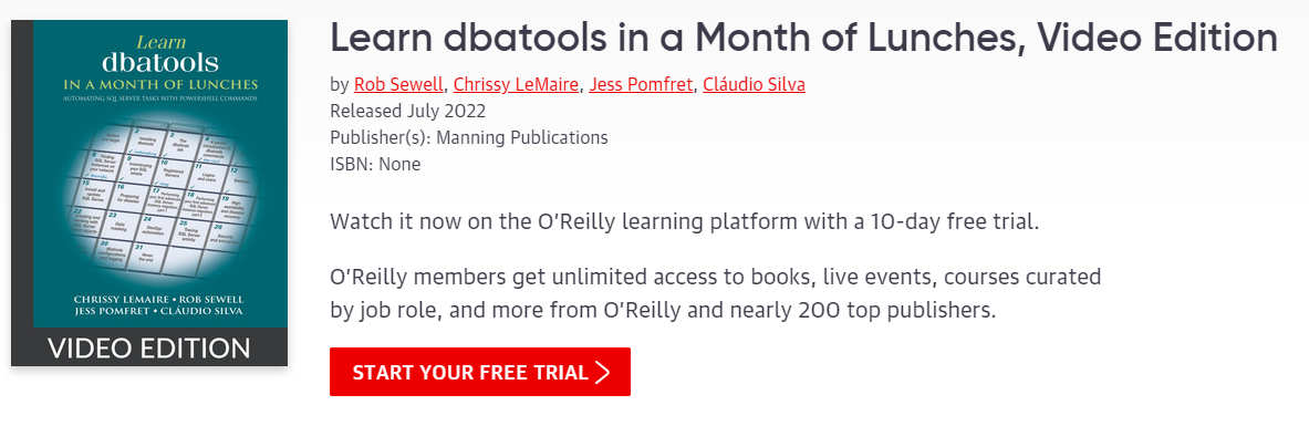 Learn dbatools in a Month of Lunches Video Edition
