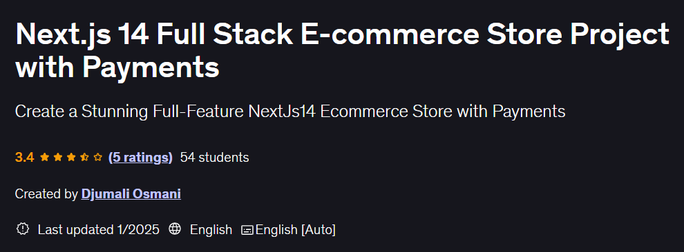 Next.js 14 Full Stack E-commerce Store Project with Payments