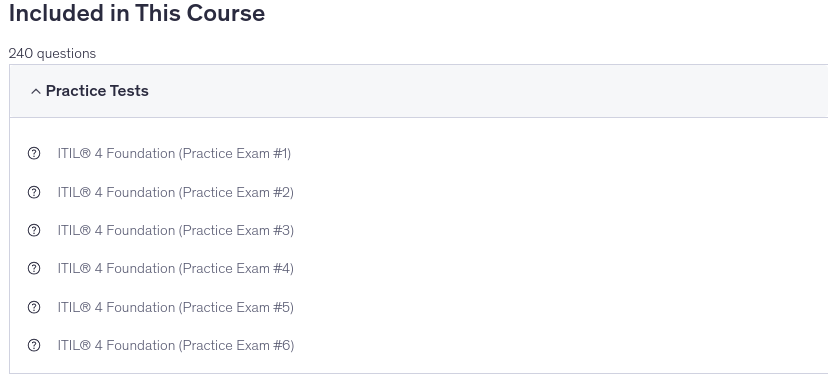 ITIL 4 Foundation Practice Certification Exams (6 Exams)