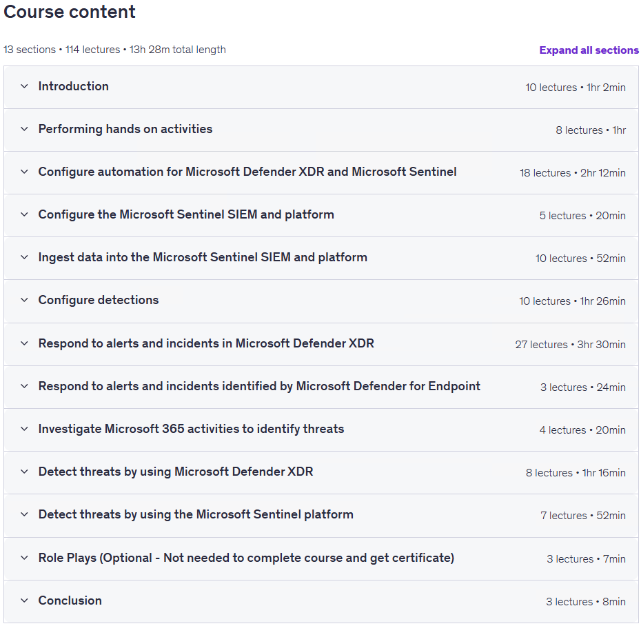 SC-200 Microsoft Security Operations Analyst Course & SIMs