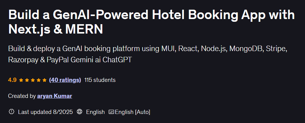 Build a GenAI-Powered Hotel Booking App with Next.js & MERN