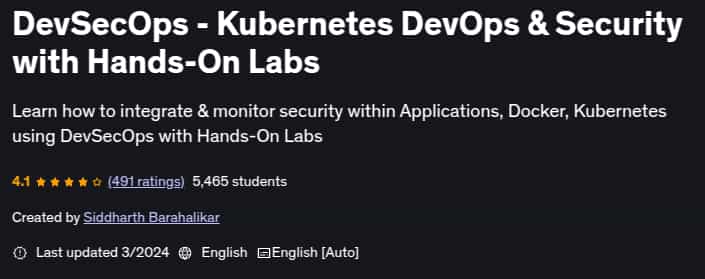 DevSecOps - Kubernetes DevOps & Security with Hands-On Labs