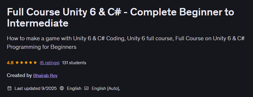 Full Course Unity 6 & C# - Complete Beginner to Intermediate
