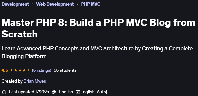 Master PHP 8: Build a PHP MVC Blog from Scratch