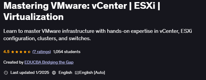 Mastering VMware vCenter ESXi Virtualization