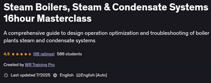 Steam Boilers, Steam & Condensate Systems 16hour Masterclass