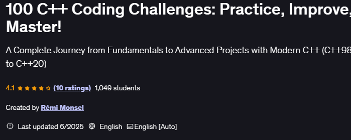 100 C++ Coding Challenges Practice, Improve, Master!