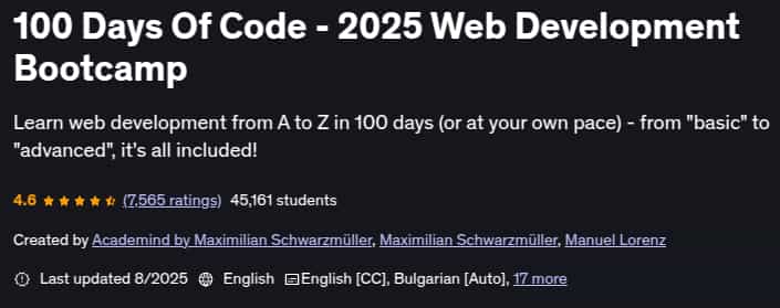 100 Days Of Code - 2025 Web Development Bootcamp
