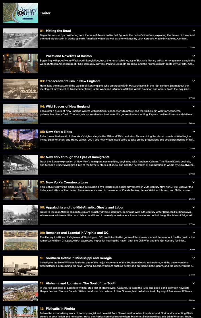A Literary Tour of the United States Content