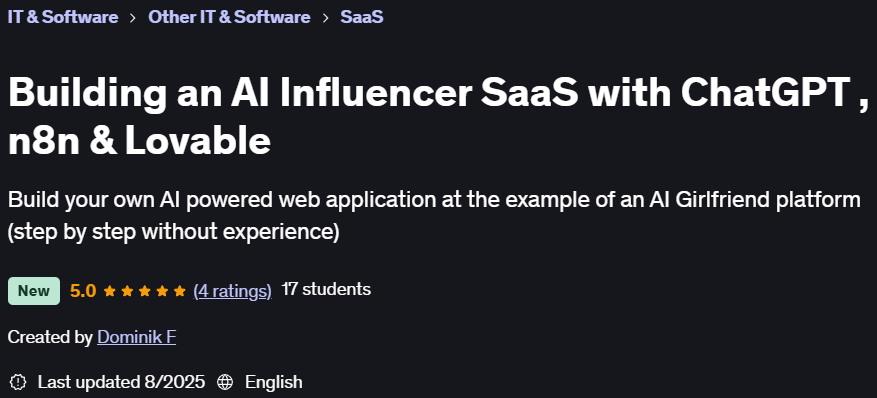 Building an AI Influencer SaaS with ChatGPT n8n & Lovable