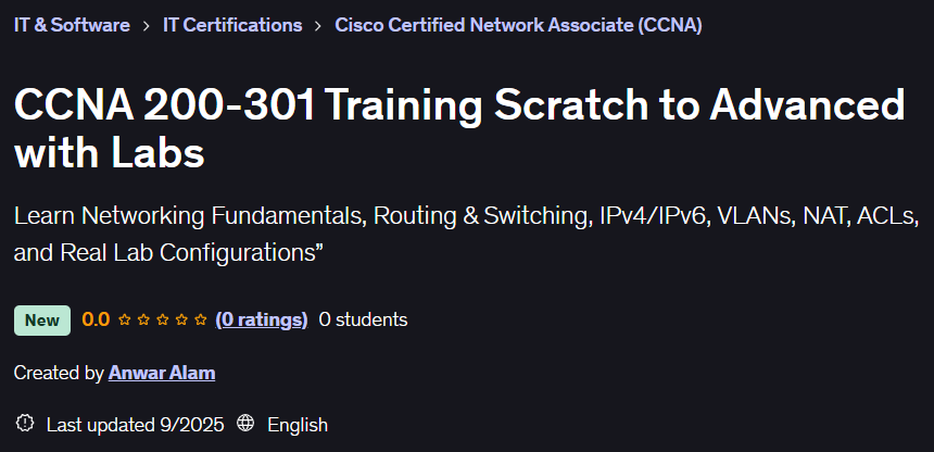 CCNA 200-301 Training Scratch to Advanced with Labs