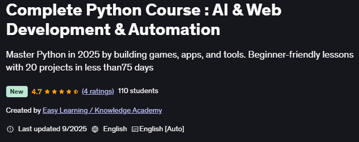 Complete Python Course AI & Web Development & Automation