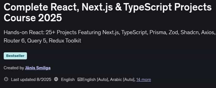 Complete React, Next.js & TypeScript Projects Course 2025