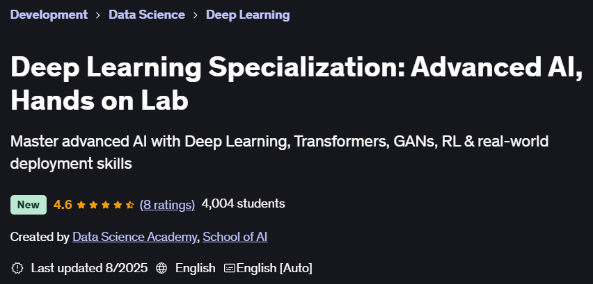 Deep Learning Specialization: Advanced AI, Hands on Lab