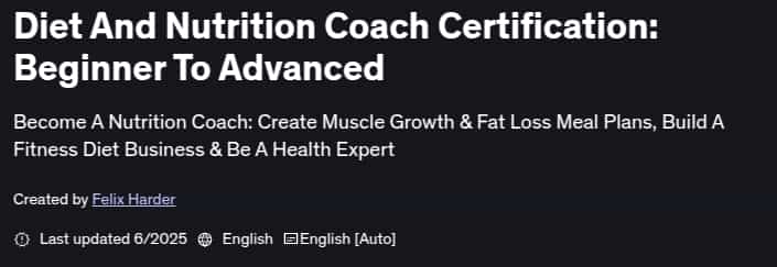 Diet And Nutrition Coach Certification_ Beginner To Advanced