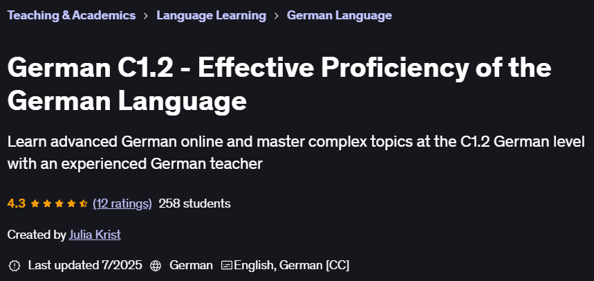 German C1.2 - Effective Proficiency of the German Language