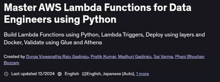 Master AWS Lambda Functions for Data Engineers using Python