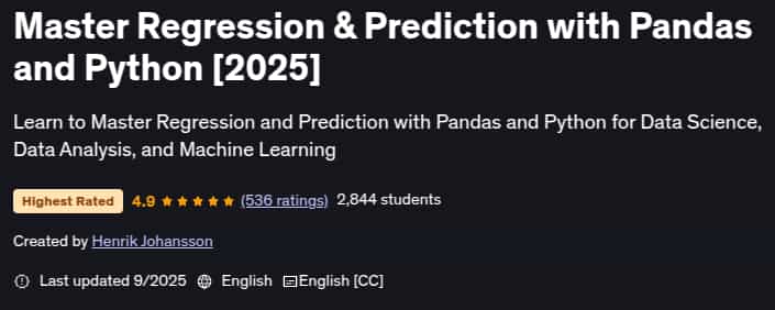 Master Regression & Prediction with Pandas and Python [2025]