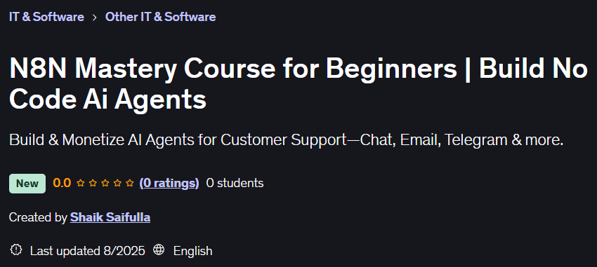 N8N Mastery Course for Beginners Build No Code Ai Agents