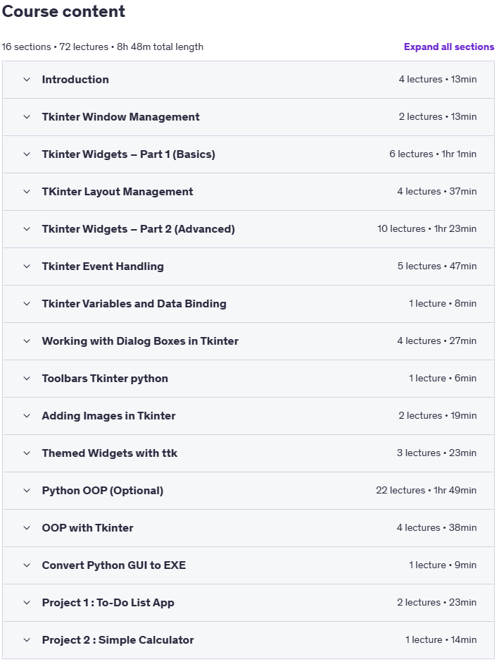 Python Tkinter GUI Development Content