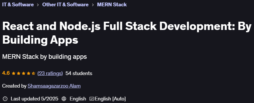 React and Node.js Full Stack Development: By Building Apps