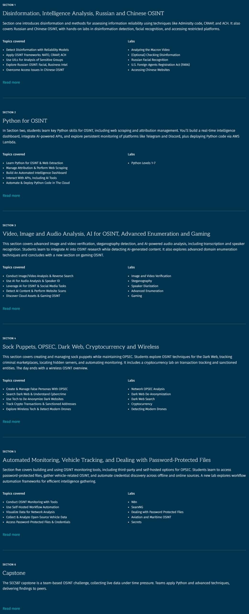 SEC587 Advanced Open-Source Intelligence (OSINT) Gathering and Analysis