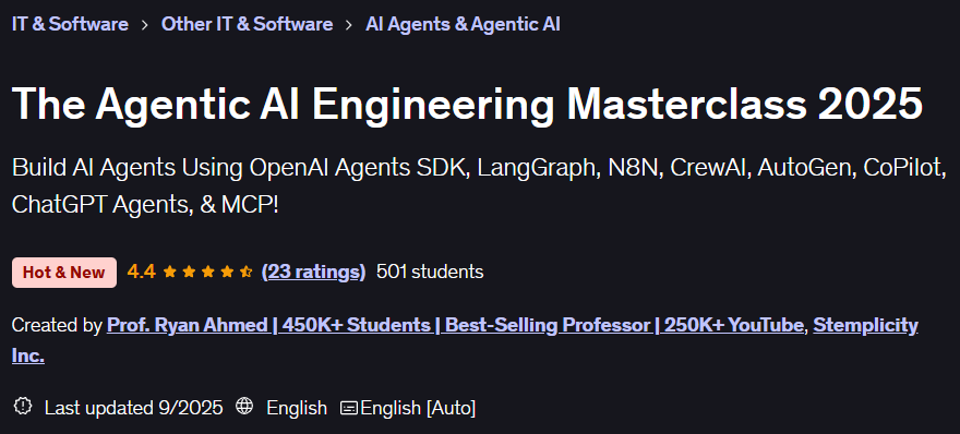 The Agentic AI Engineering Masterclass 2025