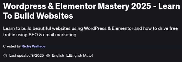Wordpress & Elementor Mastery 2025 - Learn To Build Websites