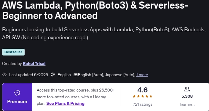 AWS Lambda, Python(Boto3) & Serverless- Beginner to Advanced