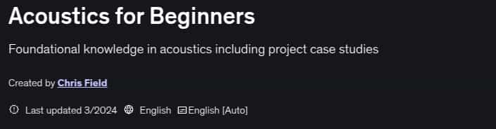 Acoustics for Beginners