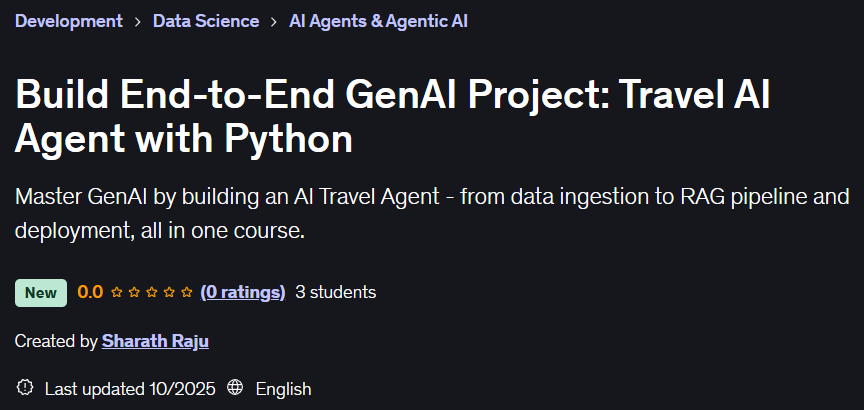 Build End-to-End GenAI Project: Travel AI Agent with Python