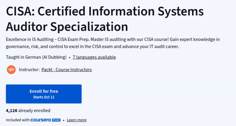 CISA_ Certified Information Systems Auditor Specialization