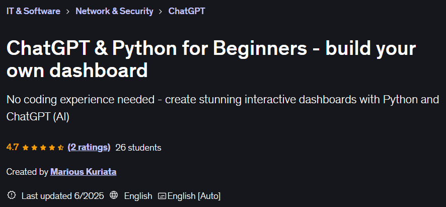 ChatGPT & Python for Beginners - build your own dashboard