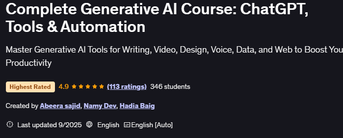 Complete Generative AI Course ChatGPT, Tools & Automation