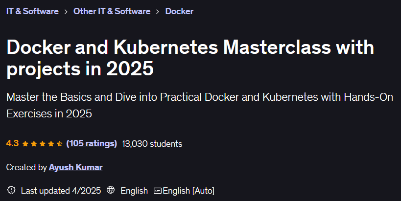 Docker and Kubernetes Masterclass with projects in 2025