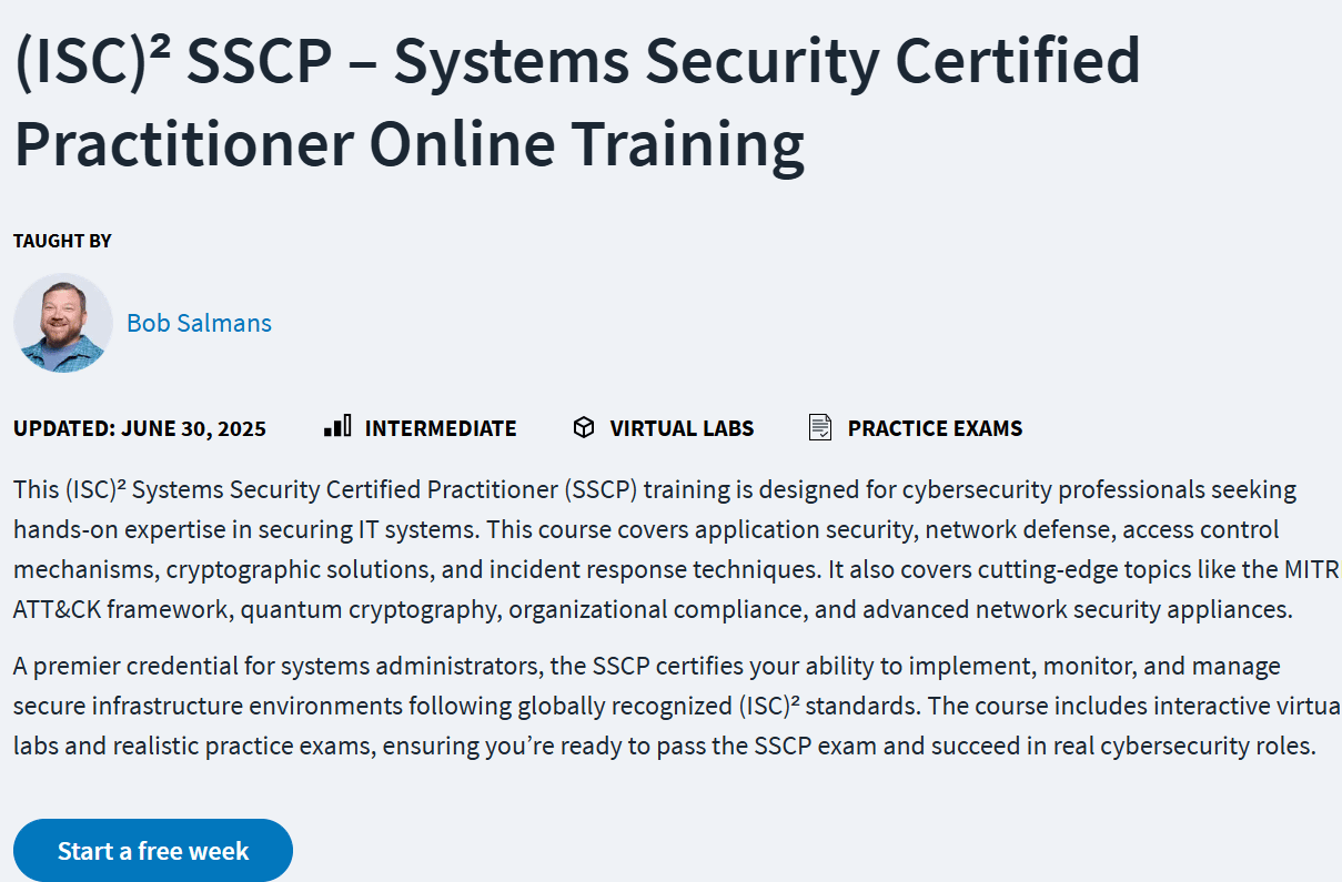 (ISC)² SSCP – Systems Security Certified Practitioner Online Training