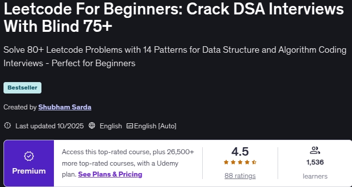 Leetcode For Beginners_ Crack DSA Interviews With Blind 75+
