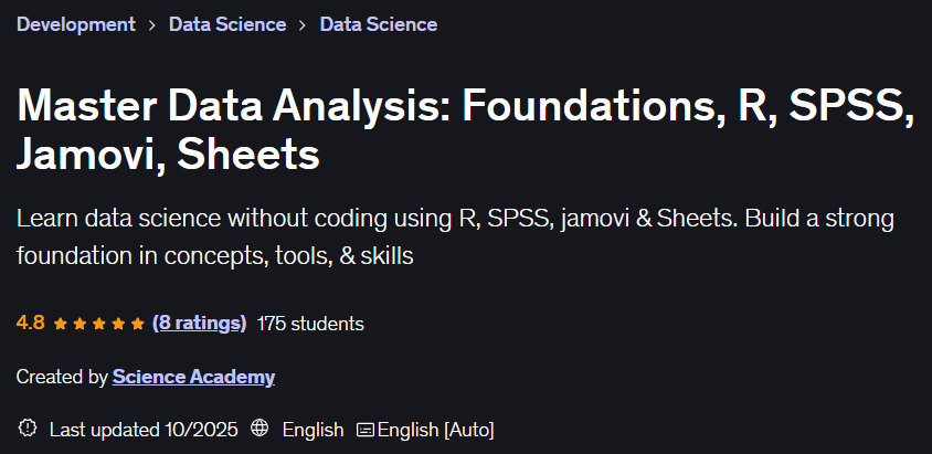 Master Data Analysis: Foundations R SPSS Jamovi Sheets