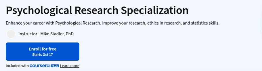 Psychological Research Specialization