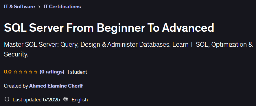 SQL Server From Beginner To Advanced