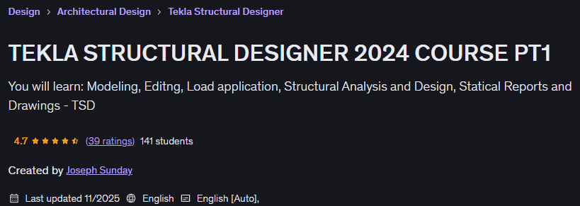 TEKLA STRUCTURAL DESIGNER 2024 COURSE PT1