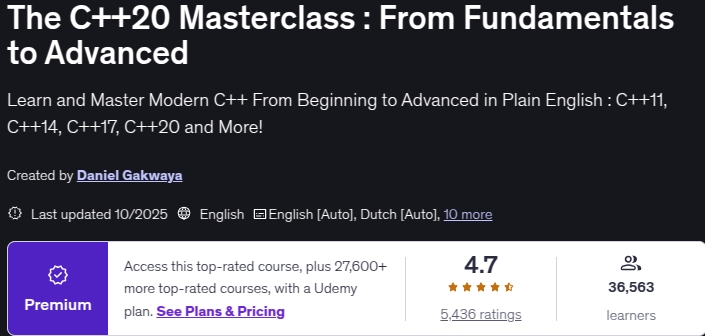 The C++20 Masterclass _ From Fundamentals to Advanced