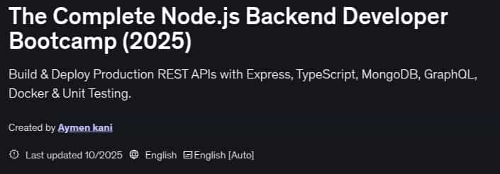 The Complete Node.js Backend Developer Bootcamp (2025)