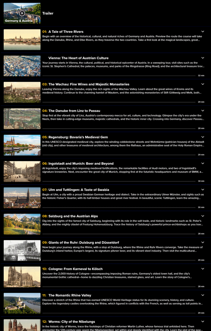The Great Tours Germany and Austria Content