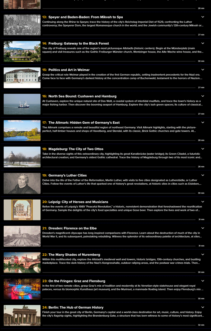 The Great Tours Germany and Austria Content