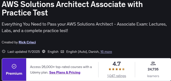 AWS Solutions Architect Associate with Practice Test