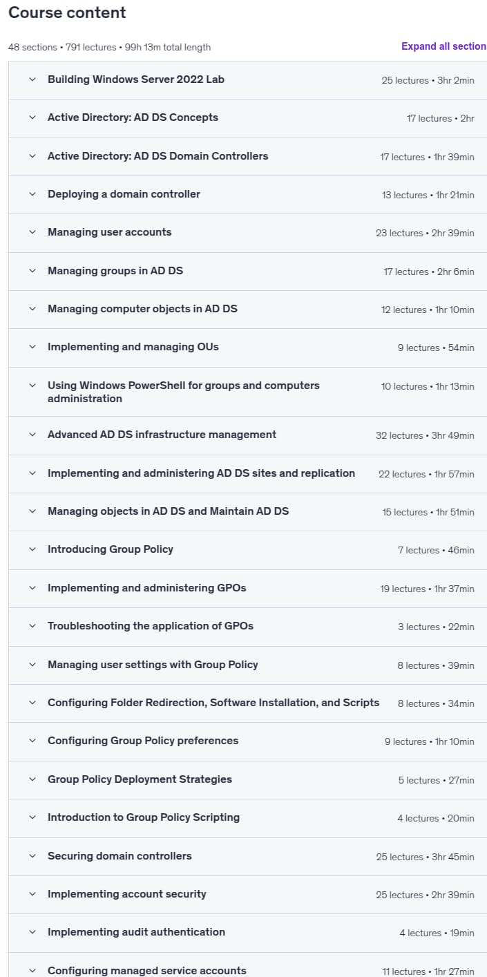 Administration of Active Directory and Windows Server (2025)